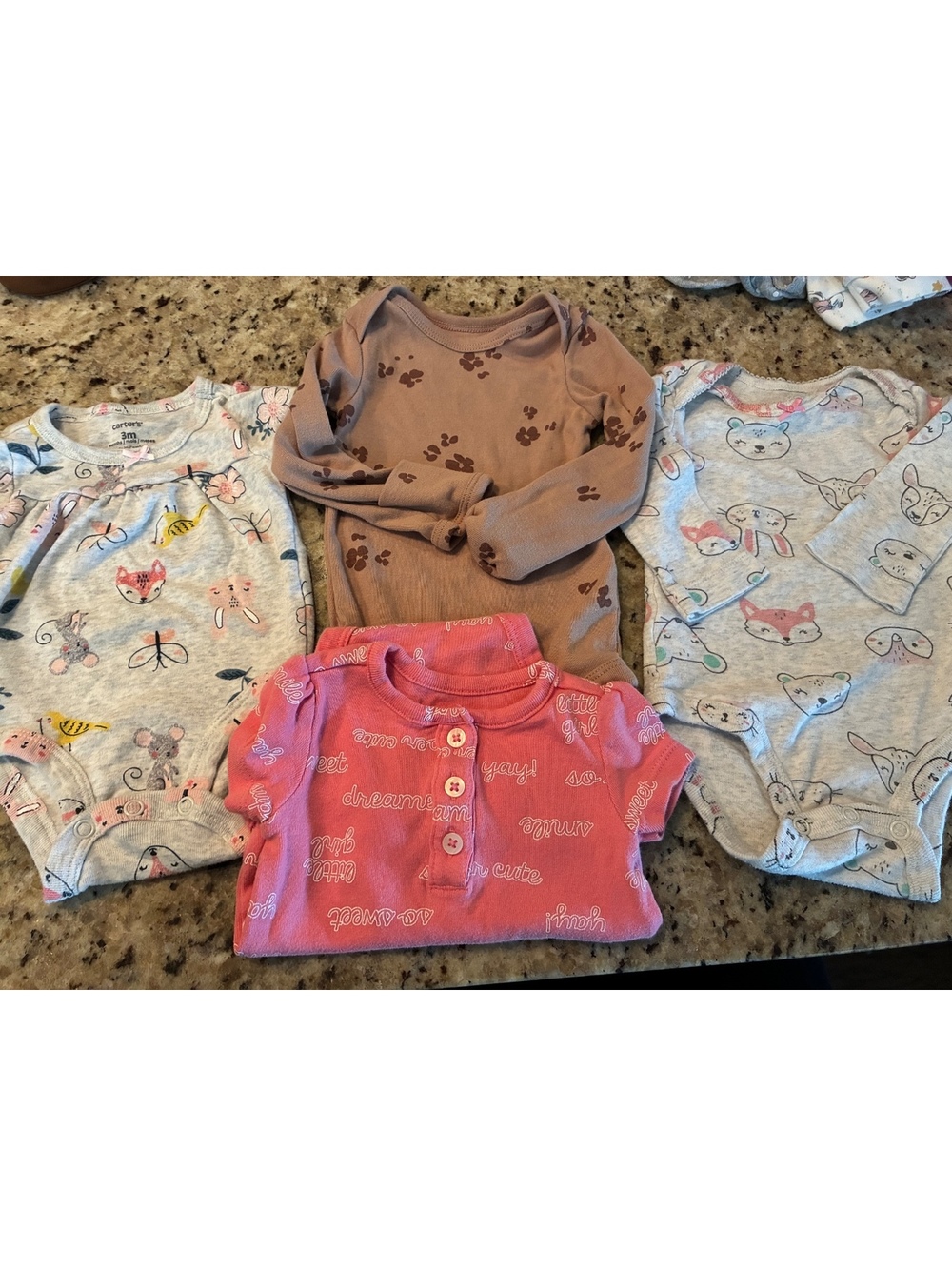 Carter's Baby Girls' Bodysuits 0-3 Months, Set of 3
